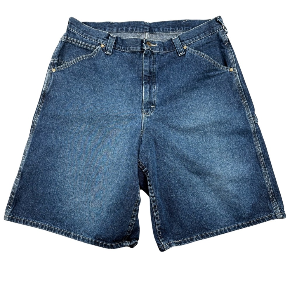 VTG Jorts Lee Dungarees Carpenter Denim Shorts Mens Sz 38 Blue Utility Workwear‎